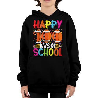 Happy 100 Days Of School Cute Football Teacher Student Gifts Youth Hoodie - Thegiftio UK