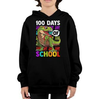 Happy 100 Days Of School For Kids Boys Dinosaur T Rex V2 Youth Hoodie - Seseable