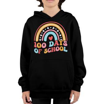 Happy 100 Days Of School Gift Teacher Kids 100Th Day Rainbow Youth Hoodie - Thegiftio UK