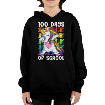 Happy 100 Days Of School Girls Unicorn Lover V2 Youth Hoodie - Thegiftio UK