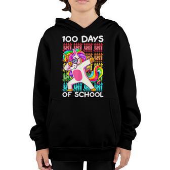 Happy 100 Days Of School Girls Unicorn Lover Youth Hoodie - Thegiftio UK