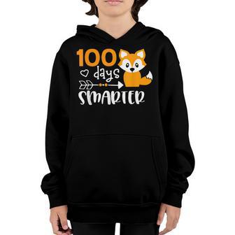 Happy 100 Days Of School Smarter Funny Cute Fox Teacher Kids Youth Hoodie - Thegiftio UK