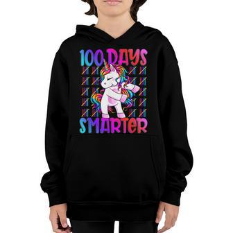 Happy 100 Days Of School Smarter Funny Unicorn Teacher Kids Youth Hoodie - Thegiftio UK