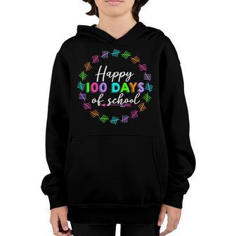 Happy 100 Days Of School Tally Mark Arrow Teacher Student Youth Hoodie - Thegiftio UK