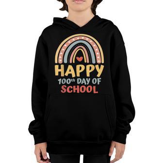 Happy 100Th Day 100 Days Of School Boho Rainbow Students Youth Hoodie - Thegiftio UK