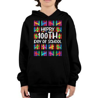 Happy 100Th Day Colorful Color Pen Happy 100 Days Of School Youth Hoodie - Seseable