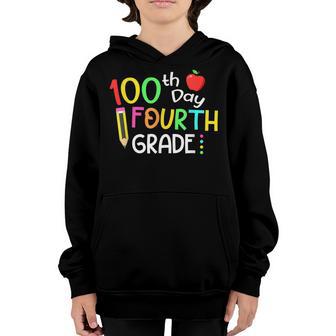 Happy 100Th Day Fourth Grade Back To School Youth Hoodie - Thegiftio UK