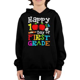 Happy 100Th Day Of 1St Grade 100 School Days Teacher Kids V2 Youth Hoodie - Seseable