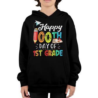 Happy 100Th Day Of 1St Grade 100 School Days Teacher Kids Youth Hoodie - Thegiftio UK
