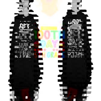Happy 100Th Day Of 5Th Grade 100 Days Of School Teacher Youth Hoodie - Seseable