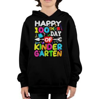 Happy 100Th Day Of Kindergarten Student 100 Days Of School Youth Hoodie - Seseable