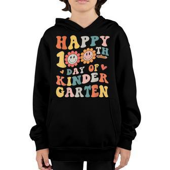 Happy 100Th Day Of Kindergarten Teacher Kids Retro Groovy Youth Hoodie - Seseable