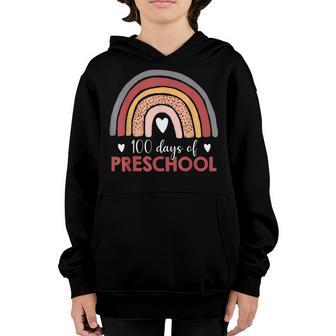 Happy 100Th Day Of Preschool Colourful Rainbow Watercolor Youth Hoodie - Thegiftio UK