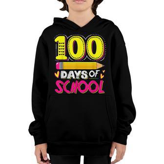 Happy 100Th Day Of School 100 Days Of School Pencil Kids Youth Hoodie - Thegiftio UK