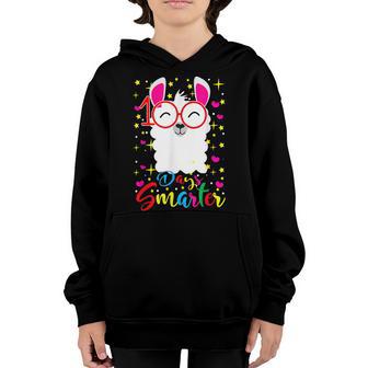 Happy 100Th Day Of School 100 Days Smarter Llama Lover Girls Youth Hoodie - Thegiftio UK