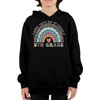 Happy 100Th Day Of School 5Th Grade Rainbow 100 Days School Youth Hoodie - Thegiftio UK