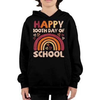Happy 100Th Day Of School Black Rainbow 100 Days Teacher Youth Hoodie - Thegiftio UK