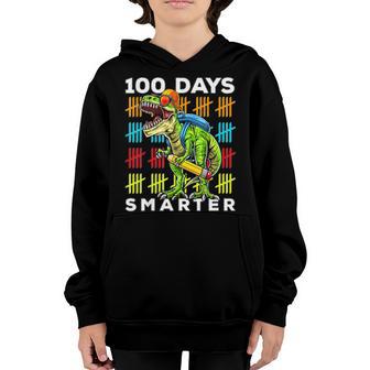 Happy 100Th Day Of School Dinosaur 100 Days Smarter Youth Hoodie - Thegiftio UK