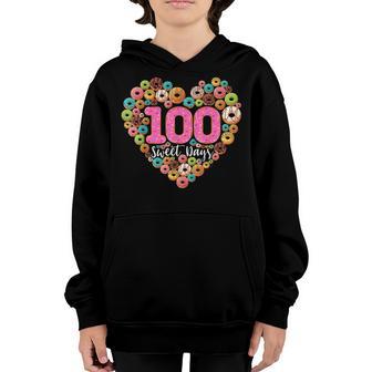 Happy 100Th Day Of School Donuts 100 Sweet Days Teacher Kid Youth Hoodie - Thegiftio UK