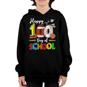 Happy 100Th Day Of School Football Baseball Gift 100 Days V2 Youth Hoodie - Thegiftio UK