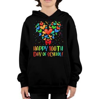 Happy 100Th Day Of School Heart Teacher Kids Gift Youth Hoodie - Thegiftio UK