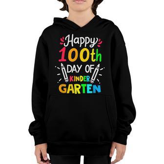 Happy 100Th Day Of School Kinder Garten Colorful School Day Youth Hoodie - Thegiftio UK