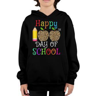 Happy 100Th Day Of School Leopard Print Teacher Student V2 Youth Hoodie - Thegiftio UK