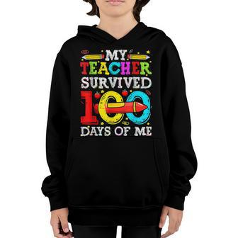 Happy 100Th Day Of School My Teacher Survived 100 Days Of Me V2 Youth Hoodie - Seseable