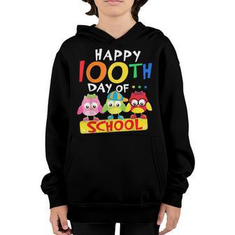 Happy 100Th Day Of School Owl Kids 100 Days Teacher Youth Hoodie - Thegiftio UK