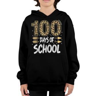 Happy 100Th Day Of School Plaid Leopard Teacher Or Student Youth Hoodie - Thegiftio UK