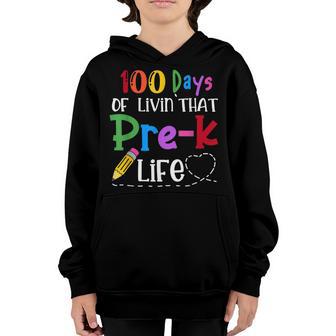 Happy 100Th Day Of School Pre-K Colorful School Day Youth Hoodie - Thegiftio UK