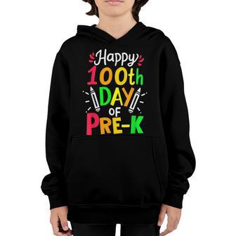 Happy 100Th Day Of School Pre-K Colorful School Day Youth Hoodie - Thegiftio UK