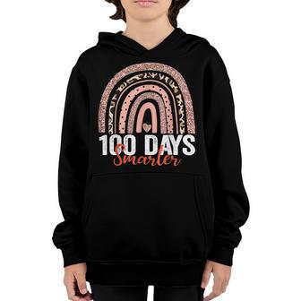 Happy 100Th Day Of School Rainbow Leopard 100 Days Smarter Youth Hoodie - Thegiftio UK