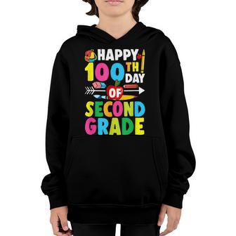 Happy 100Th Day Of School Second Grade Teacher And Student Youth Hoodie - Thegiftio UK