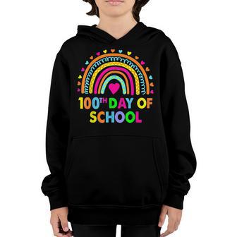Happy 100Th Day Of School Teacher 100 Days Smarter Rainbow V2 Youth Hoodie - Thegiftio UK