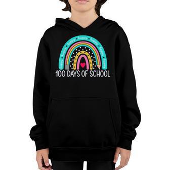 Happy 100Th Day Of School Teacher Kids 100 Days Rainbow V3 Youth Hoodie - Thegiftio UK