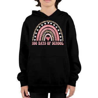 Happy 100Th Day Of School Teacher Kids 100 Days Rainbow V4 Youth Hoodie - Thegiftio UK