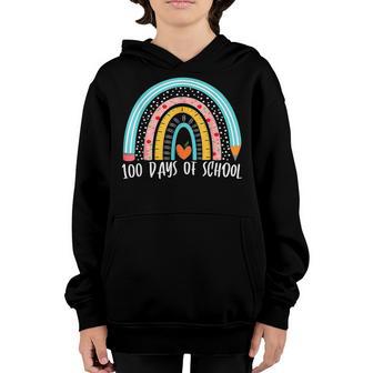 Happy 100Th Day Of School Teacher Kids 100 Days Rainbow Youth Hoodie - Thegiftio UK