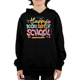 Happy 100Th Day Of School Teacher Life Groovy Retro Youth Hoodie - Thegiftio UK
