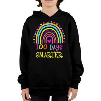Happy 100Th Day Of School Teacher Rainbow 100 Days Smarter V2 Youth Hoodie - Thegiftio UK