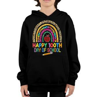 Happy 100Th Day Of School Teacher Rainbow Leopard 100 Days V2 Youth Hoodie - Seseable