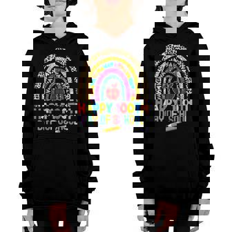 Happy 100Th Day Of School Teacher Rainbow Leopard 100 Days V2 Youth Hoodie - Seseable