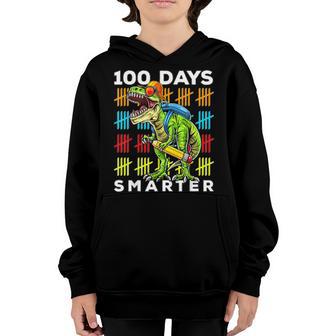 Happy 100Th Day Of School Teachers 100 Days T-Rex Youth Hoodie - Thegiftio UK