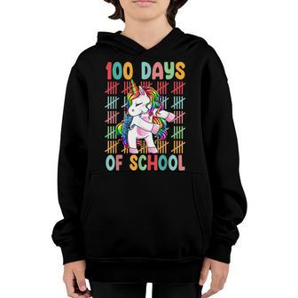 Happy 100Th Day Of School Teachers 100 Days Unicorn V2 Youth Hoodie - Thegiftio UK