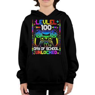 Happy 100Th Day Of School Video Gamer Level 100 Unlocked Youth Hoodie - Thegiftio UK