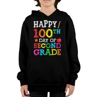 Happy 100Th Day Of Second Grade Colourful Back To School Youth Hoodie - Thegiftio UK
