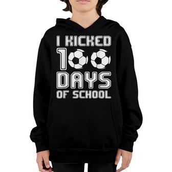 Happy 100Th Day Soccer Boy Girl Sports 100 Days Of School Youth Hoodie - Thegiftio UK