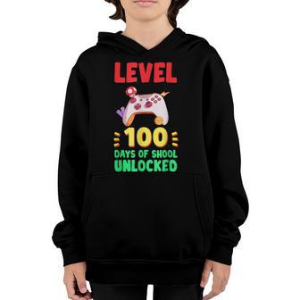 Happy 100Th Days Of School Unlocked Gamer Video Level 100 Youth Hoodie - Thegiftio UK