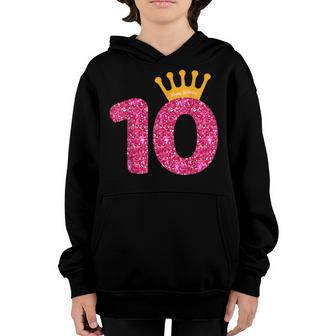 Happy Birthday Girls 10Th Party 10 Years Old Bday Youth Hoodie - Thegiftio UK