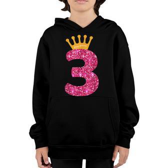 Happy Birthday Girls 3Rd Party 3 Years Old Bday Youth Hoodie - Thegiftio UK